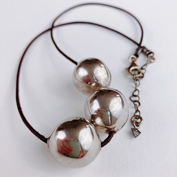 VTG Silpada Triple Threat Sterling Leather Necklace Israel Y2K Minimalist N2053 - Picture 4 of 14